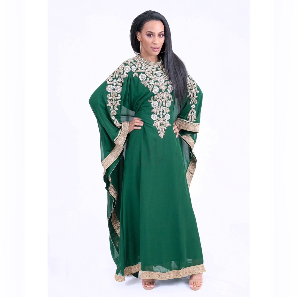 Covered bliss green embroidered Abaya